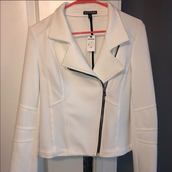 Express Jackets & Blazers - Express White Moto Jacket